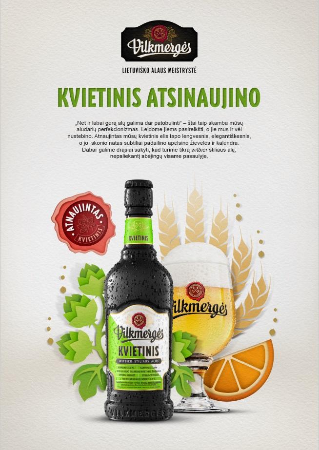 Prekės ženklas: Vilkmergės LIETUVIŠKO ALAUS MEISTRYSTĖ KVIETINIS ATSINAUJINO Vilkmergės KVIETINIS